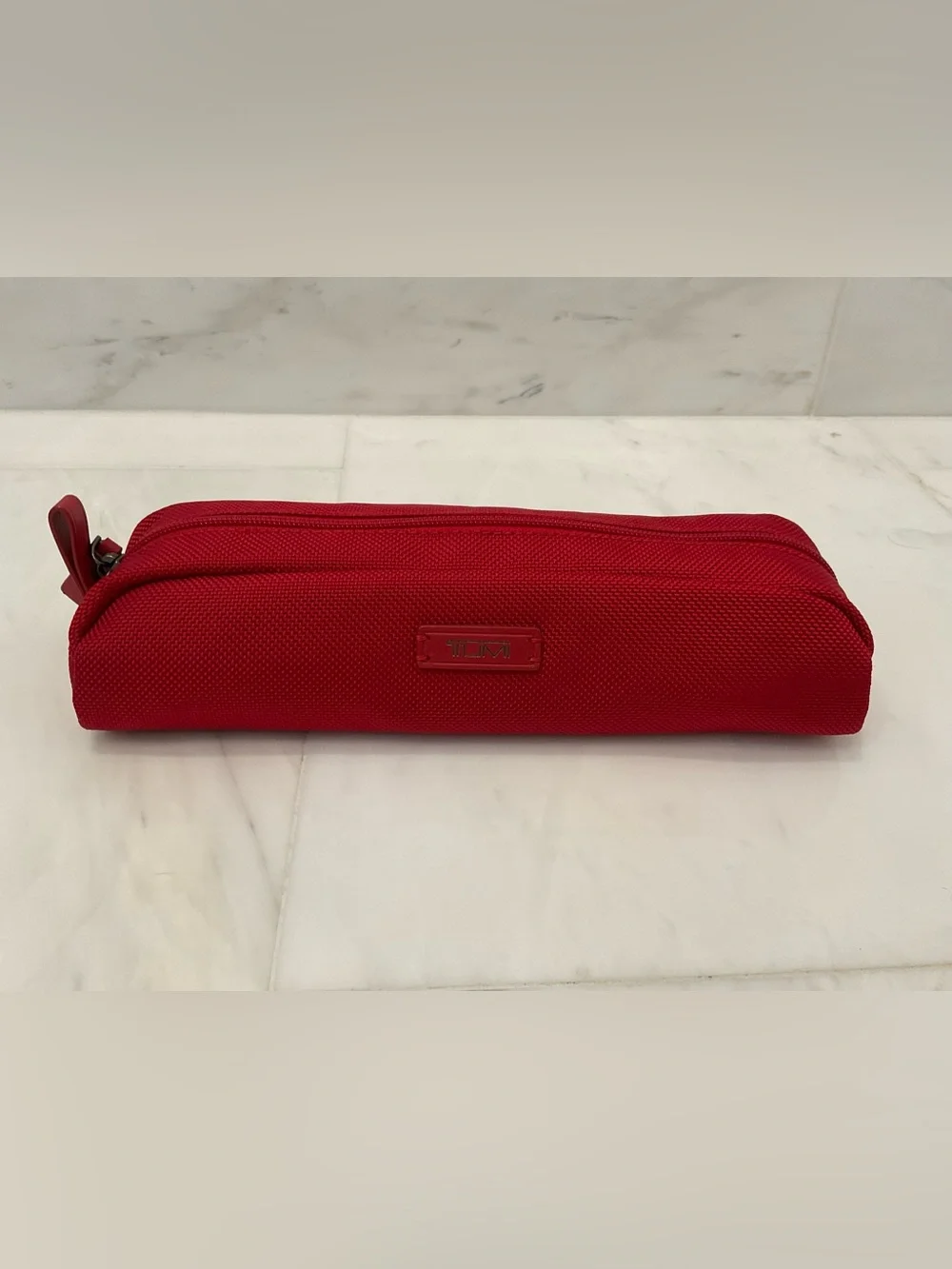 NEW - TUMI Zippered Ballistic Nylon Pencil Case - Cord Pouch - CHERRY RED